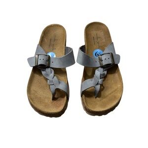 MILA PAOLI Gray Leather Sandals with Buckle Size 6.5 NWT — SUMMER CLOSET STAPLE!